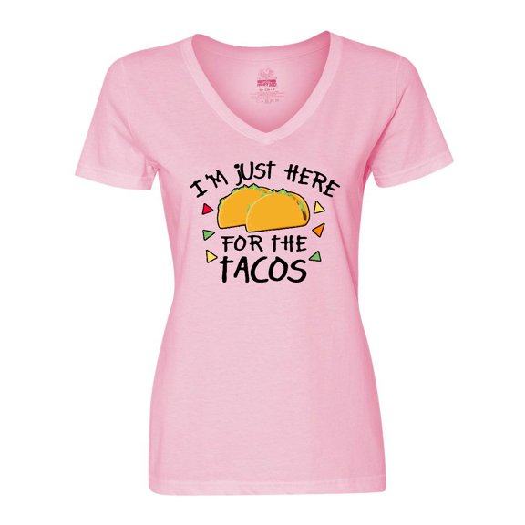 Inktastic I'm Just Here for the Tacos Cinco De Mayo Women's V-Neck T-Shirt