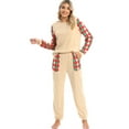 thumbnail image 6 of Women's Pajama Sets Long Sleeve Tops and Pants Round Neck Splicing Color Block Soft 2 Piece Sleepwear Loungewear Set with Pockets,S-2XL, 6 of 6