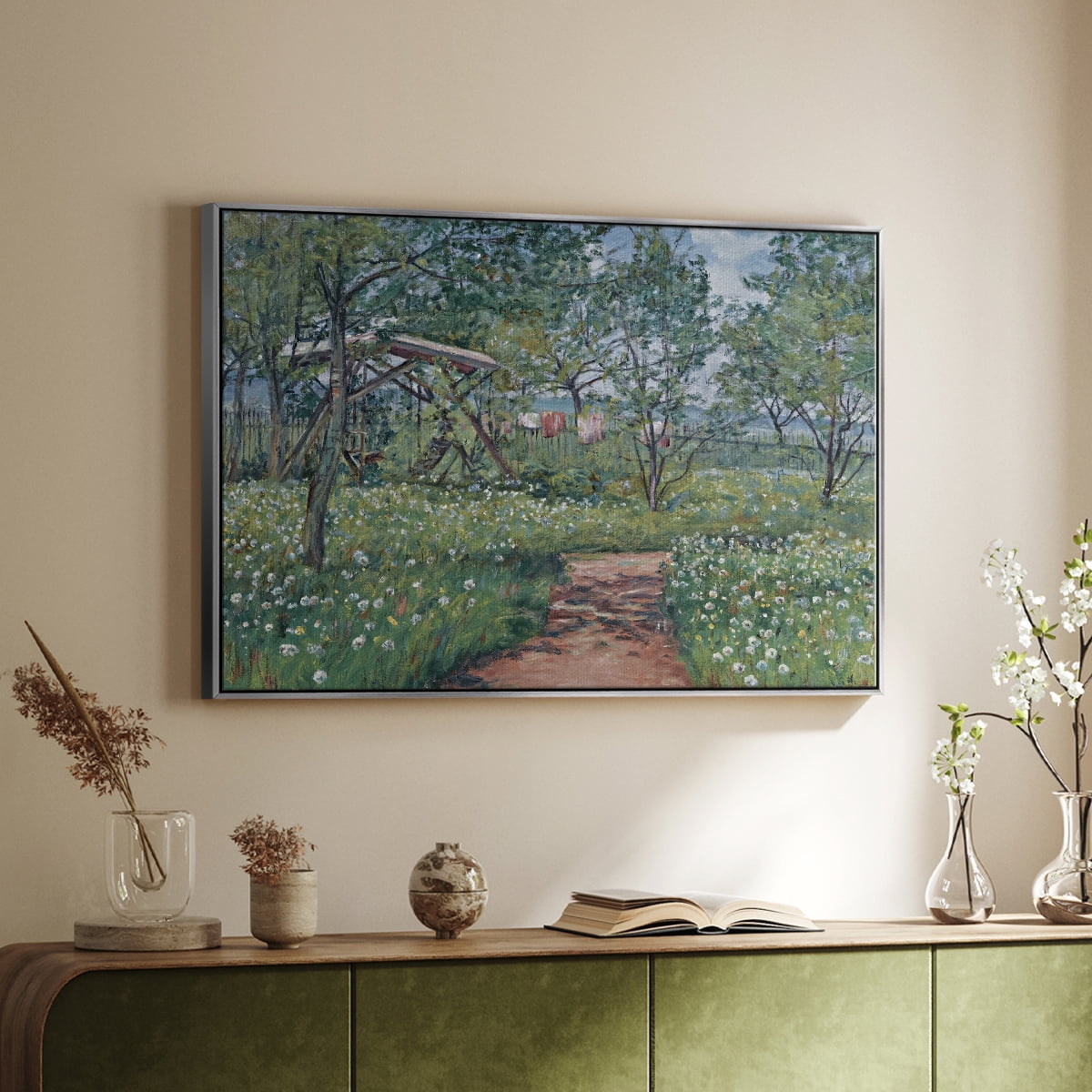 Vintage Landscape-CCCLXXVI By Wexford Home Framed in Silver Wood Gallery Wrapped Canvas 17 in. x 25 in.