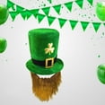 thumbnail image 1 of CALLE. Sombrero irlandés de terciopelo del día de San Patricio con barba marrón para hombres, mujeres, adolescentes Solo sombrero, 1 of 8