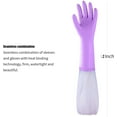 thumbnail image 2 of Guantes de limpieza reutilizables para lavar platos sin látex, puño largo, forro de algodón, guantes de cocina (morado, mediano) Namotu WMPH-693, 2 of 4