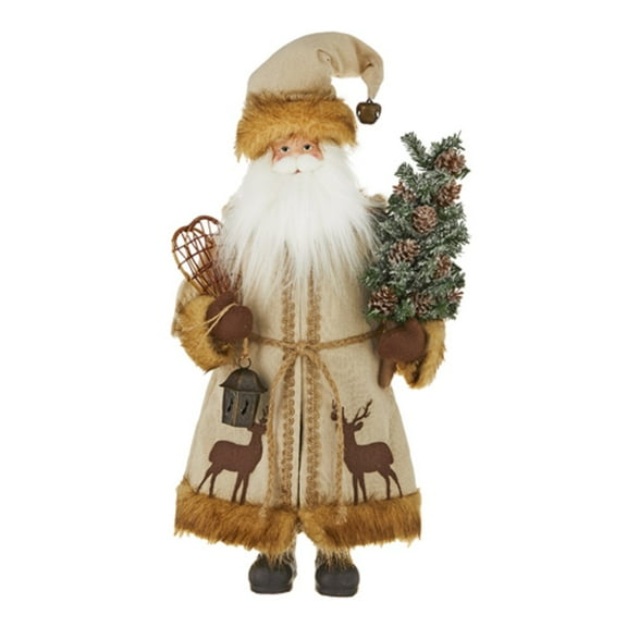 Santa Holding Snow Shoes and Tree Christmas Figurine 18.5 Inch
