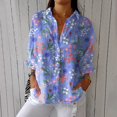 thumbnail image 2 of Chemises pour Femmes en Liquidation Chemises Rétro Art Imprimé Floral Chemise Décontractée Col en V, 2 of 4