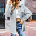 thumbnail image 4 of IROINNID Women's Comfy Mid-Length Jacket Turndown Lapel Solid Color Blouson Jacket Long Sleeve Outwear, Gray, 4 of 9
