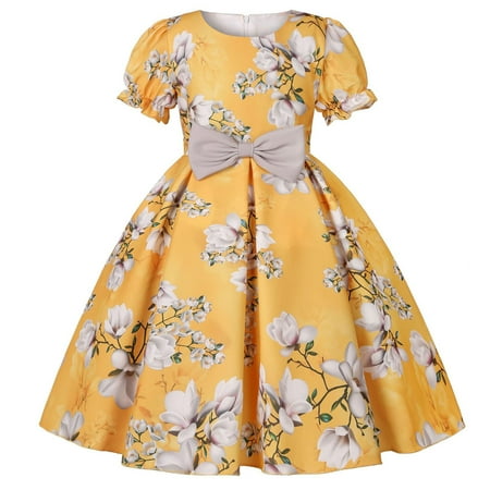 

Girls Dress Summer Girls New Short Sleeved Children Skirt Elegant Casual Dress Sundress Daily Wear. For 2-3 Years
