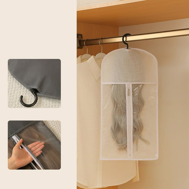 Birdeem Hanging Wig Storage Bag,Moisture Proof and Dustproof Portable Hanging Organizer with Transparent Window,Travel Friendly Wig Case for Cosplay and Conventions