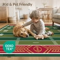 thumbnail image 4 of ODIKA 3'x5' Washable Throw Rug Stain Resistant, Low Profile, Non-Slip Endzone Stripes Soccer Hockey Shaped Artificial Football Field Lines Playful for Entryway, Kitchen, Mudroom, 4 of 7