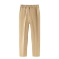 thumbnail image 3 of HILEELANG 1PC Teen Boys Girls School Uniform Pants Khaki Kids Wrinkle-Free Dress Slacks Elastic Back Waist Classic Fit Pull-On Trousers for Students 15-16Years, 3 of 7