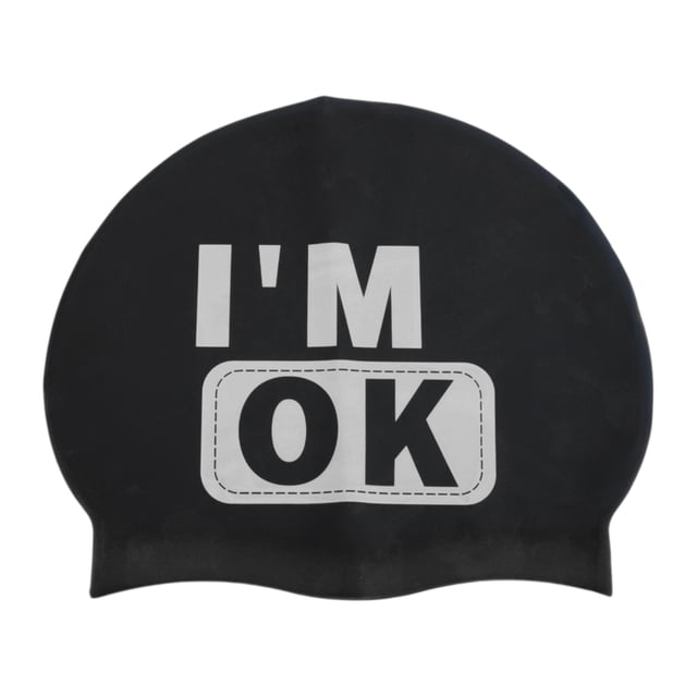 Gorro de natación impermeable de silicona con letras 1 Pc Negro Blanco