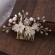 thumbnail image 3 of Nvzi Horquillas para el pelo de boda con flores para novias, peinetas con perlas de cristal, pinzas para el pelo, tocado, accesorios para el pelo de boda dorados, joyas - doradas, 3 of 4