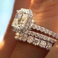 thumbnail image 3 of VOLALO 3pcs in one His and Hers Wedding Ring Sets Couples Engagement Rings Women and Men 925 Sterling Silver AAA Cubic Zirconia Valentine's Day Gift, 3 of 8