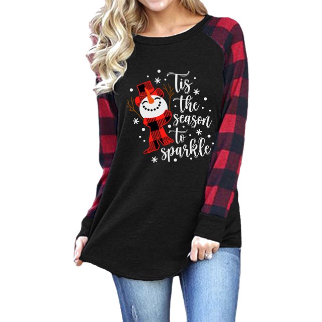 Women Crewneck Top, Stitching Round Neck Casual Fit Women Blouse For Shopping For Lady ANGGREK Otros