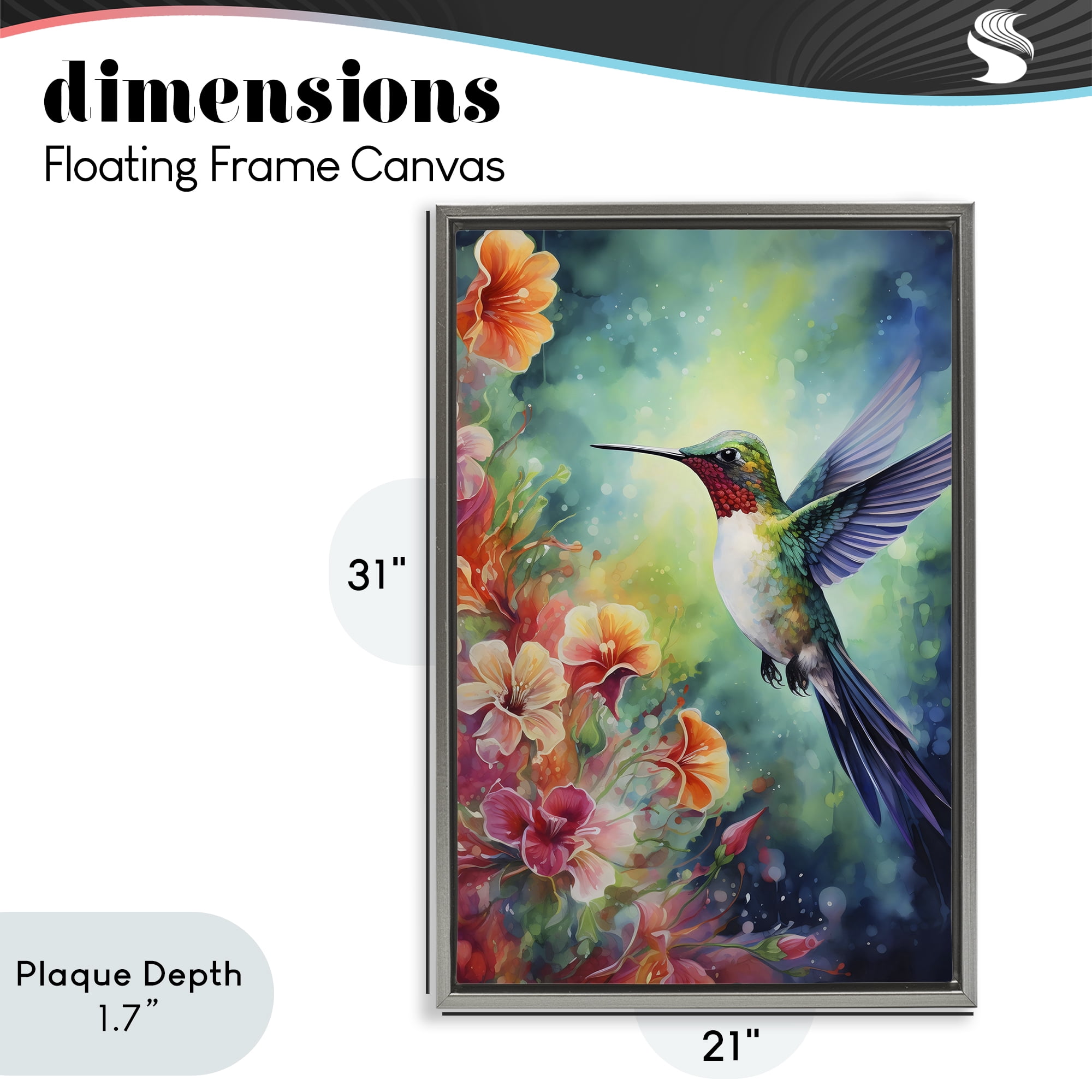 Stupell Industries Fluttering Hummingbird & Radiant Blossoms Gray Framed Floater Canvas Wall Art, design by Creative Studio