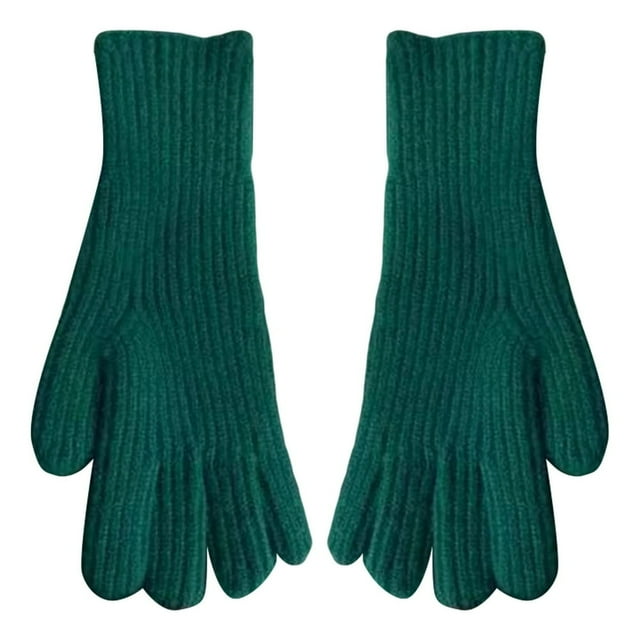 1 Pair Women Gloves Knitted 2-Fingerless Touchscreen Stretchy Soft Wrist Hands Protection Solid Color Winter Thermal Women Motorcycle Riding Gloves for Outdoor