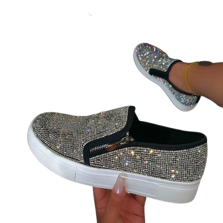 【試着のみ】BEAUTIFUL SHOES SLIT SHOES 25cm Porfeet Stylish Women Slip On Shiny Rhinestone Zipper