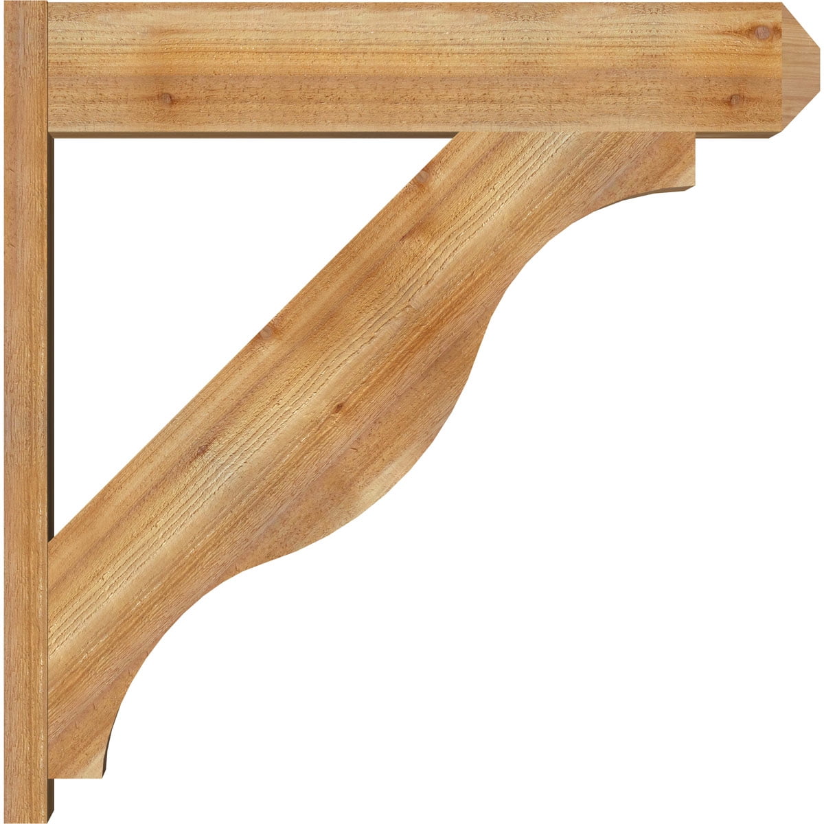 Ekena Millwork 8"W x 38"D x 38"H Funston Rough Sawn Craftsman Outlooker, Western Red Cedar