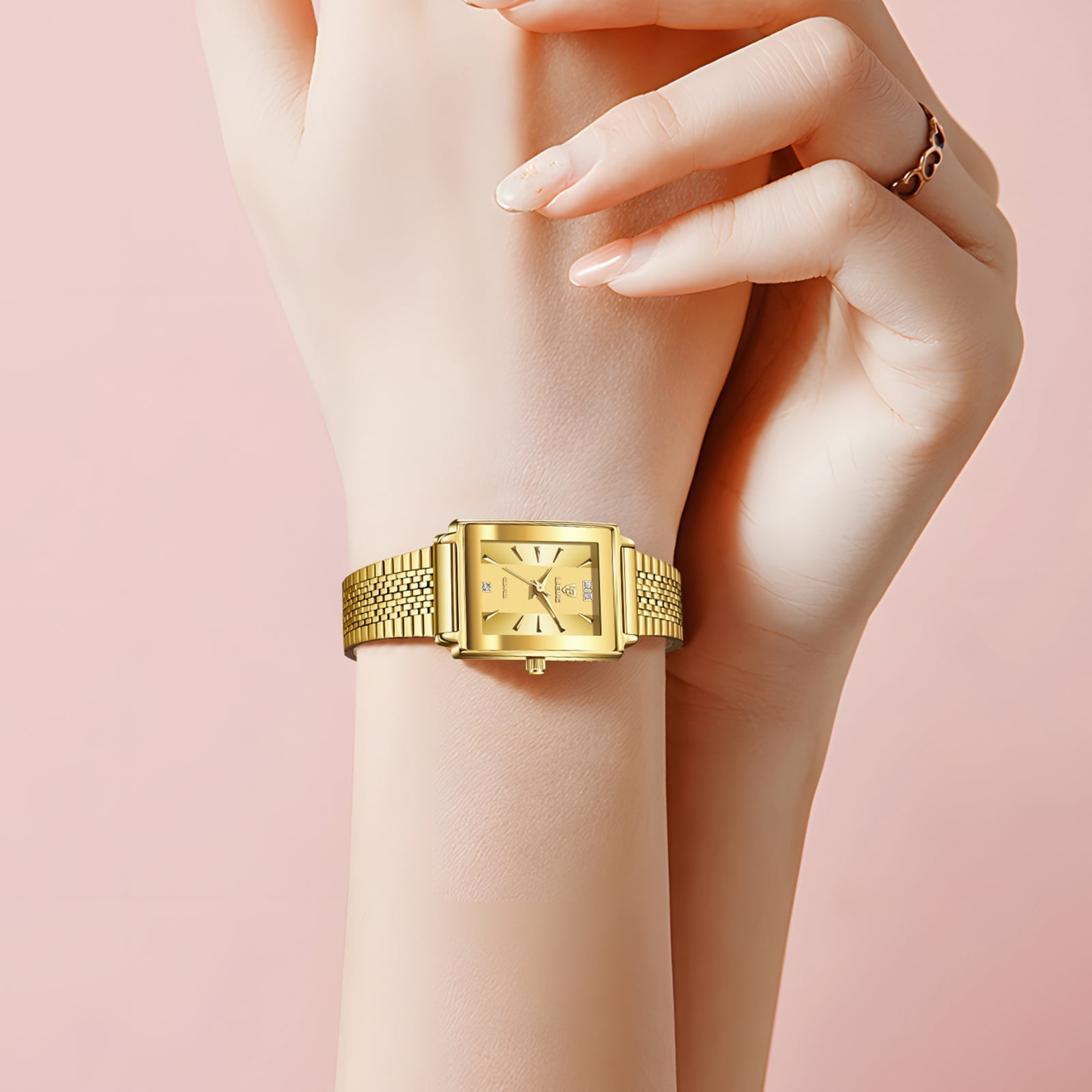 LIEBIG Gold Watches for Women Dainty Elegant Womens Watch Classic Vintage Fashion Square Ladies Quartz Watch Gifts