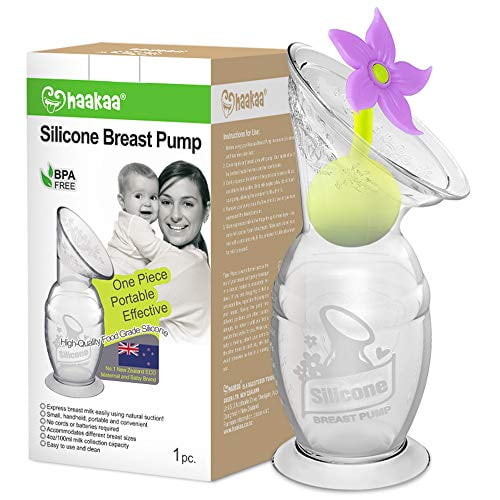Haakaa Manual Breast Pump with Suction Base and Flower Stopper (4oz/100ml)(Purple)