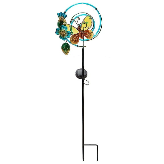 Evergreen 36.25"H Chasing Light Solar Garden Stake, Butterfly