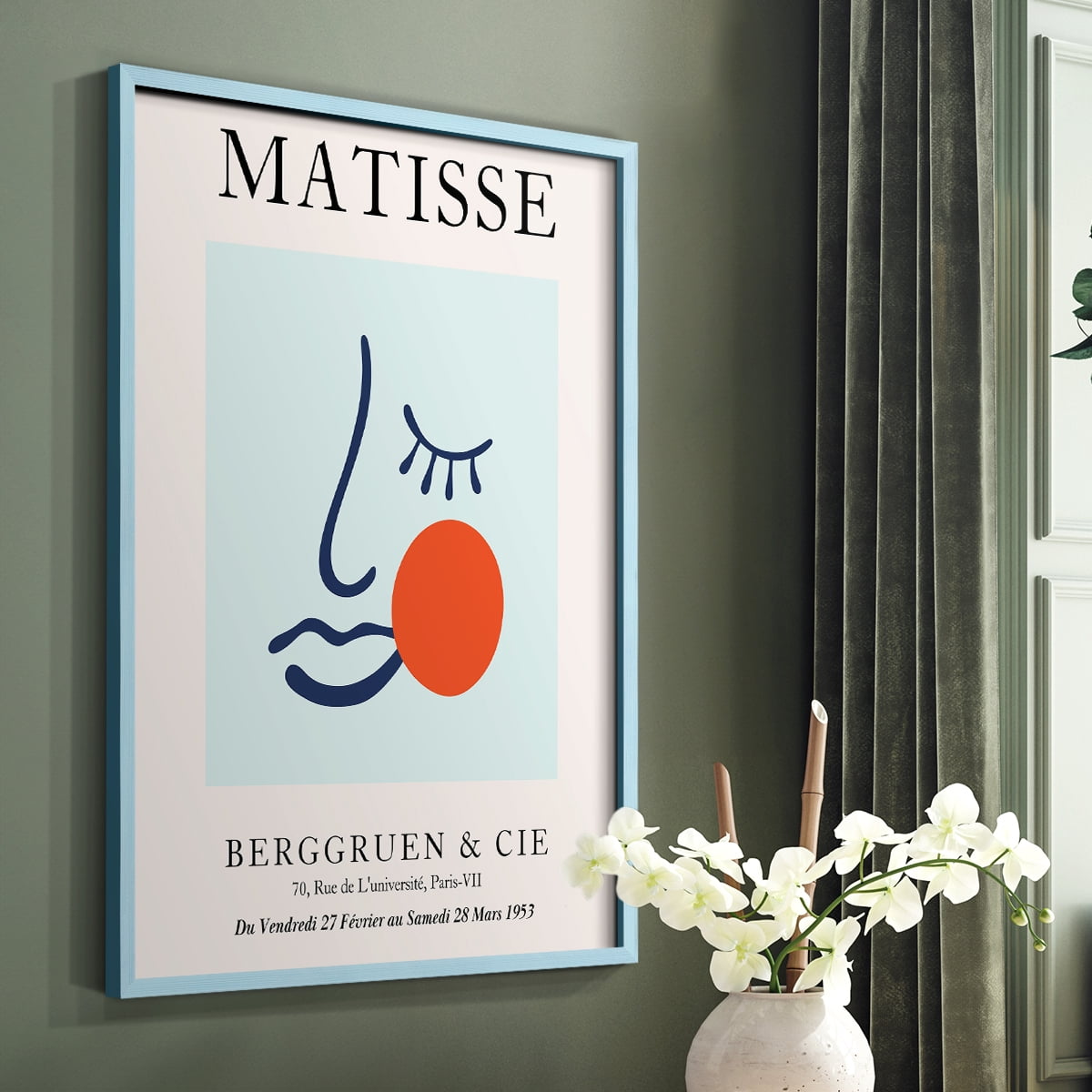 Matisse CDXCVIII in Blue Solid Wood Framed Print No Nail Hanging