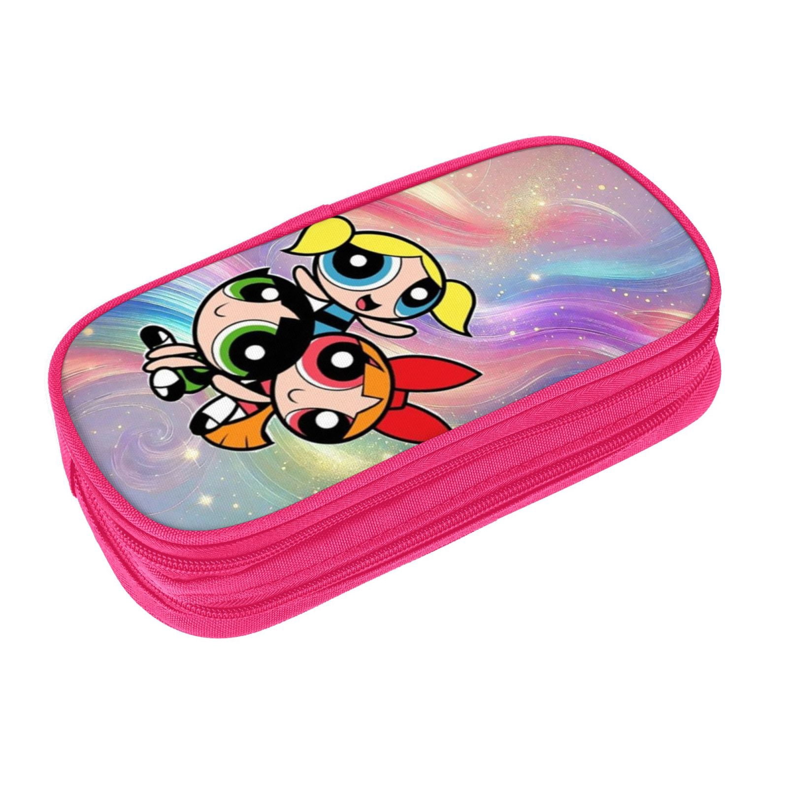 The Powerpuff Gi-rls Pencil Case Large Capacity Pencil Pouch Pen Bag Office Stationery Organizer Travel Makeup Bag Pink