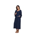 thumbnail image 4 of ANLIQI 100% Cotton Zipper Robes for Women 3/4 Sleeve Bathrobe Lightweight with Pockets Loungewear(Navy Blue,M), 4 of 6