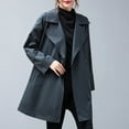 thumbnail image 7 of Women's Fall Winter Medium-Length Trench Coat Jacket Long-Sleeved Lapel Single-Breasted Pockets Trench Jacket With Belt, 7 of 7