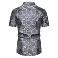 thumbnail image 4 of Mens Short Sleeve Fashion Button Up Shirt Rose Print Casual Slim Dress Shirt Gray XXL, 4 of 8