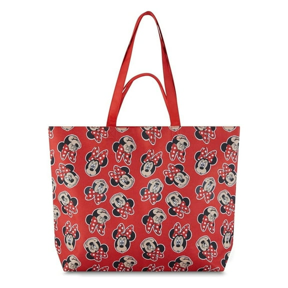 Disney Ladies Mickey and Minnie Mouse Tote Bag, Mickey Tote Handbag for Teens & Adult Red