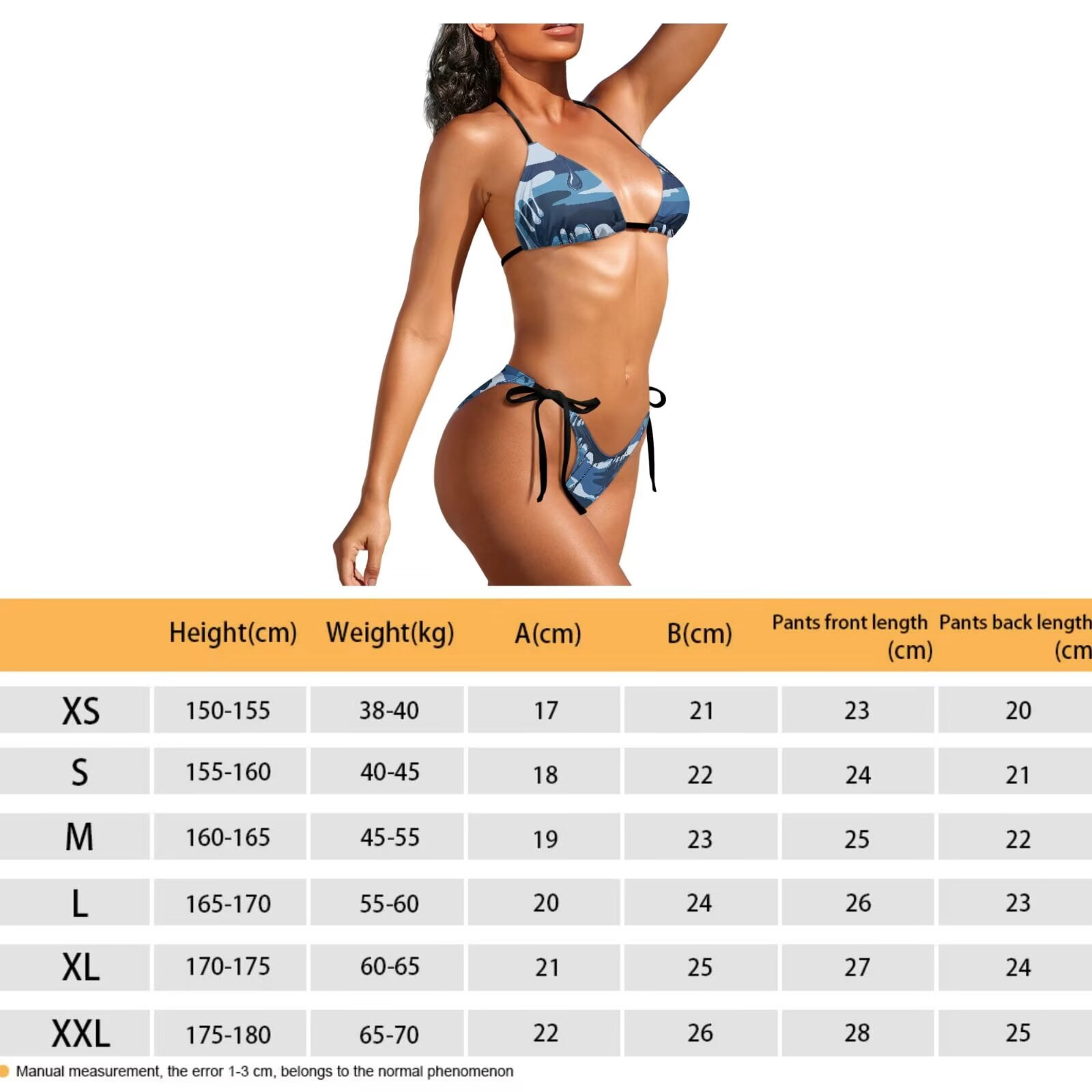 Uourmeti Camo Drip Blue Bikini Sets for Women Mens Swim Trunks Matching Swimsuits for Couples Tropical Vacation Summer Beach Swimwear Camouflage Summer Bathing Suit