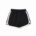 thumbnail image 2 of ZHOGXU Children Summer Boys Girls Shorts Elastic Waist Color Block Breathable Comfortable Soft Shorts For Casual Daily Wear,Black,6-7 Years, 2 of 4