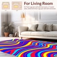 thumbnail image 2 of ODIKA 3'x5' Machine Washable Non-Slip Area Rug, Energetic Gradient Bands with Radiant Color Transitions and Waveforms High Traffic Rug, Red, 395743, 2 of 7