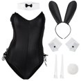 thumbnail image 2 of Conjunto de disfraz de cosplay Senpai de conejita para mujer, conjunto de medias de malla y pantimedias de una pieza con animación de conejita, 2 of 7
