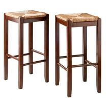 Winsome Wood Kaden Rush Seat Bar Stool Set, 29", Walnut Finish