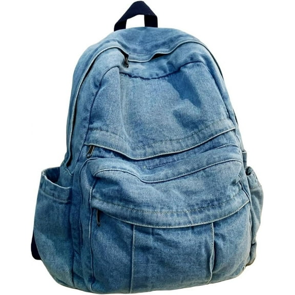 Vintage Denim Laptop Backpack Casual Canvas Daypack Handbag Purse Lightweight Rucksack Shoulder Bag