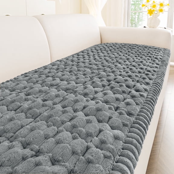 Smiry Couch Covers Sofa Cover Slipcover for Dogs Washable, Non Slip Sofa Protector, Fuzzy Couch cover Pet Friendly Home Decor, Gray, 27.6" x 59"