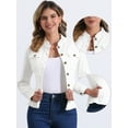 thumbnail image 2 of DARING DIVA Women's Classic Stand Collar Denim Jacket XS White, 2 of 6