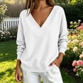 thumbnail image 2 of Horkkom Pullover Sweatshirts for Women Solid Color V Neck Oversized Sweatshirt Casual Loose Sweat Shirts M, 2 of 6