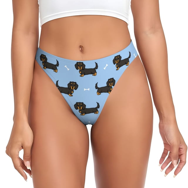 Fotbe Dachshund Dog Tanga Sin Costuras para Mujer con Estampado – Panties Invisibles, Transpirables y Cómodos para Uso Diario-3X-Large
