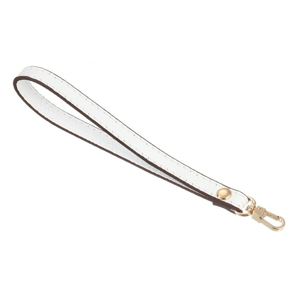 Leather Wristlet Strap, 7.48" Hand Wrist Lanyard Bag Key Chain (White Gold)