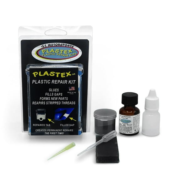 Plastex Plastic Repair Kits, Plastic Adhesive - Easily Glue, Repair or Remake Broken Plastic, Fiberglass, Wood & More! Small Black Travel Kit #1802