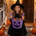 thumbnail image 4 of Halloween Woven Pumpkin Candy Basket with Handles, Cotton Rope Storage Tote for Trick or Treat, Decorative Candy Bowl for Candies Storage, Spooky Gift Basket Container 7x6.3Inch, 4 of 8