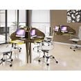 thumbnail image 2 of Manhattan Comfort Bradley Mid Century Modern Home Office Cubicle Section Study Desk, 2 Piece, Rustic Brown/Yellow, 2 of 5