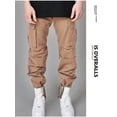 thumbnail image 3 of Men's cargo pants with many pockets, loose bags, casual men's overalls and drawstring work pants, 3 of 6