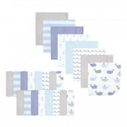 Hudson Baby Infant Boy Rayon from Bamboo Washcloth Bundle, Blue Whales, One Size