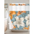 thumbnail image 3 of No Hook Shower Curtain Set with Snap in Liner, Summer Colorful Flower on Blue Waterproof Bathroom Curtain with See Through Top Window, Watercolor Lily Floral Double Shower Curtains for Bathtub, 3 of 9