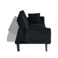 thumbnail image 2 of Corduroy Sofa, Adjustable Sofa, Sleeper Sofa&nbsp;with 3-Position Backrest and Built-In Cup Holders, 3-Seater Modern Couch for Living Room and Bedroom, Black, 72.04 Inch, 2 of 6