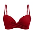 thumbnail image 4 of Women's Twist Front V Neck Bikini Top Padded Adjustable Spaghetti Straps Bathing Suit Tops Only Wine XL, 4 of 5