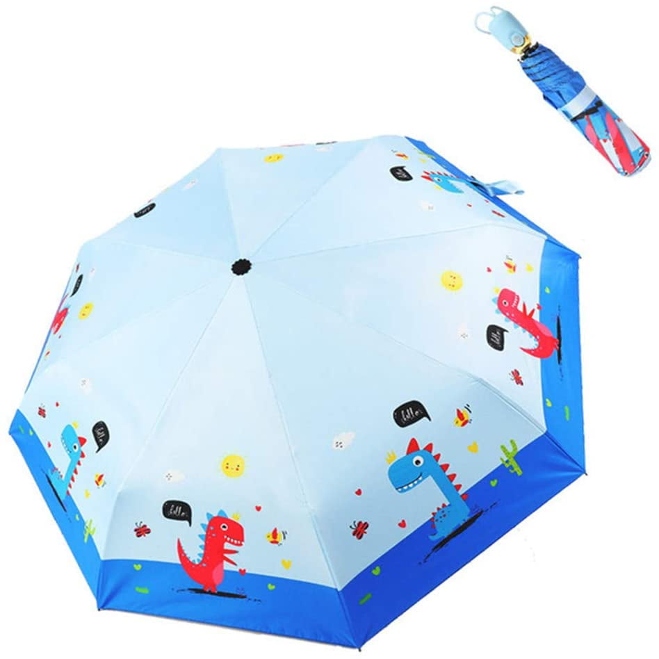 Cartoon Rocket Automatic Tri-Fold Umbrella Parasol Sun Umbrella Sunshade 