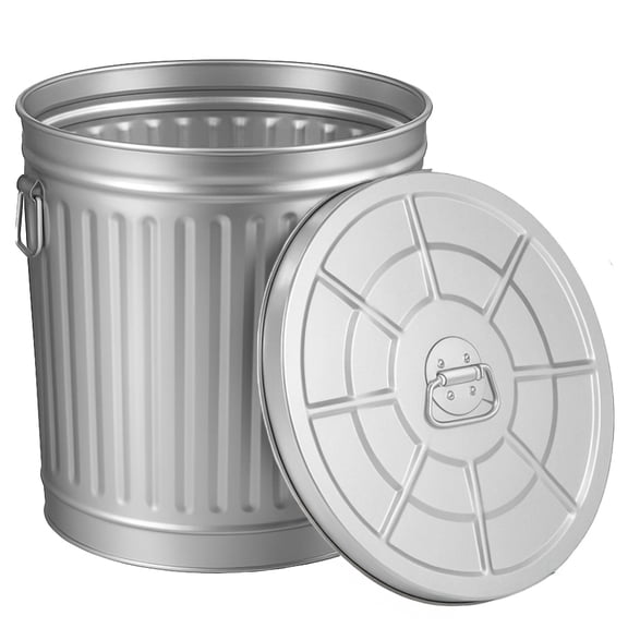 Gardenised Round Galvanized Steel, 12 Gallon Trash Can with Lid - Durable Metal Bucket for Backyard, Lawn, Garden and Yard Use - Weather-Resistant Garbage Can for Indoor and Outdoor, 16-inch